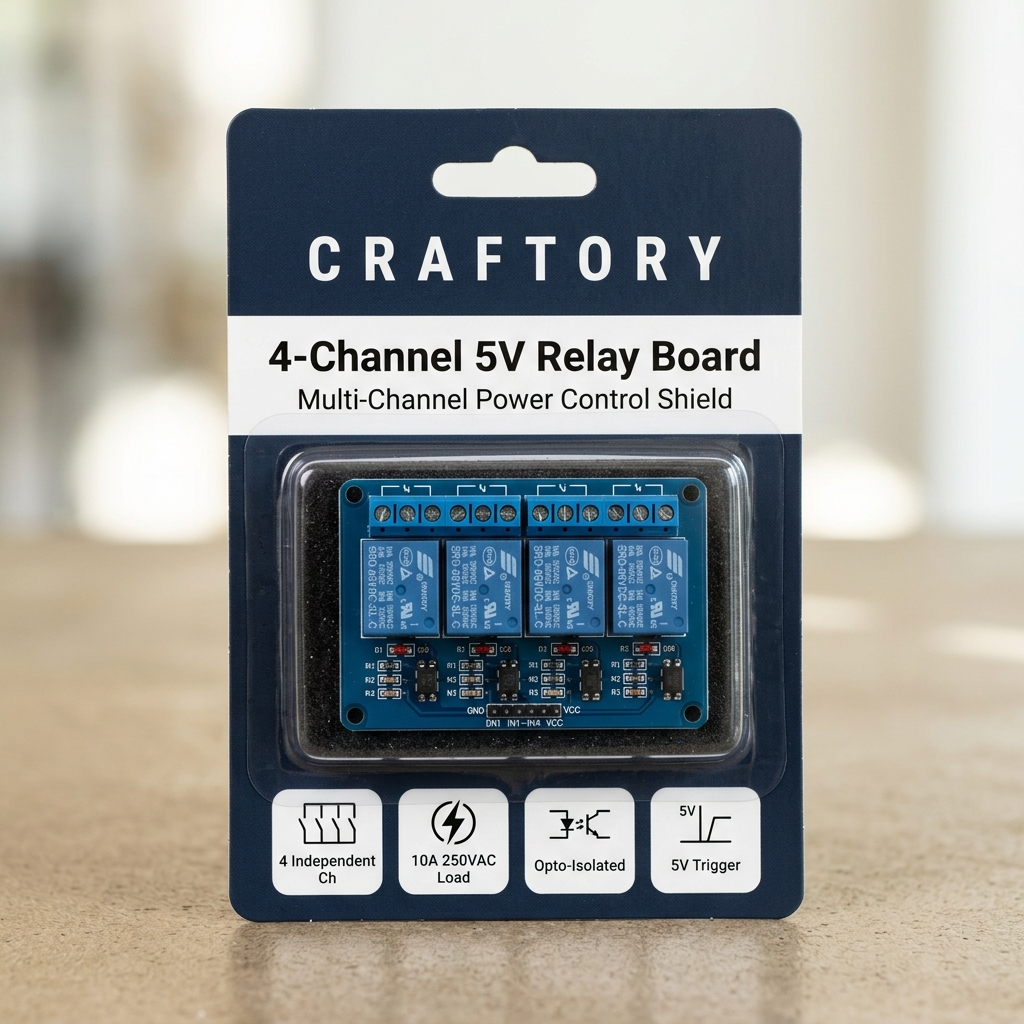 Relay Module (4 Channel) - CRAFTORY Retail Packaging