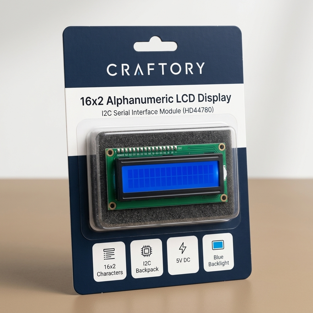 16x2 LCD Display - CRAFTORY Retail Packaging
