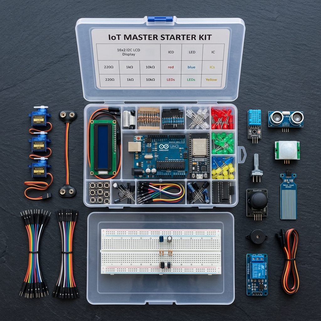 Complete IoT starter kit with 40+ electronic components