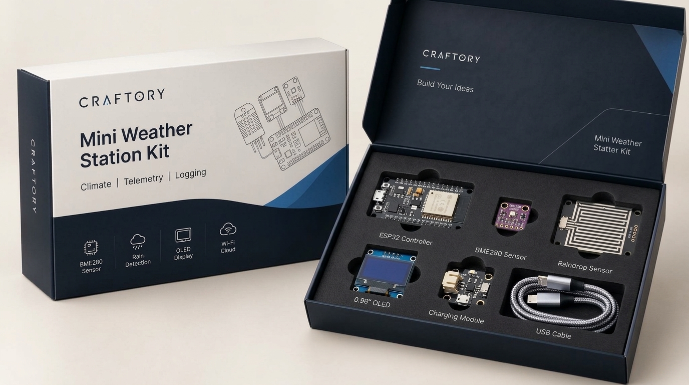 Digital weather station IoT kit with retail packaging