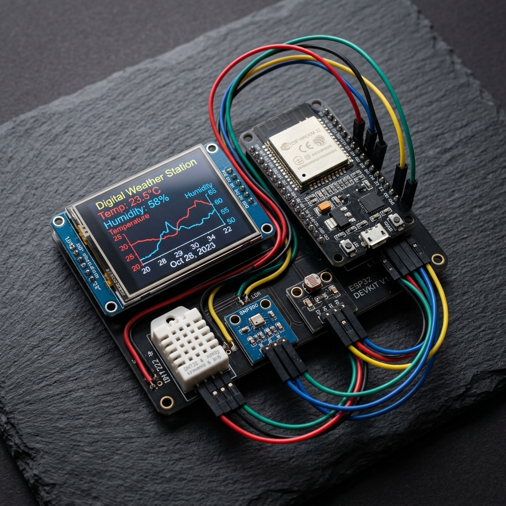 Digital weather station IoT kit with DHT22 and BMP280 sensors