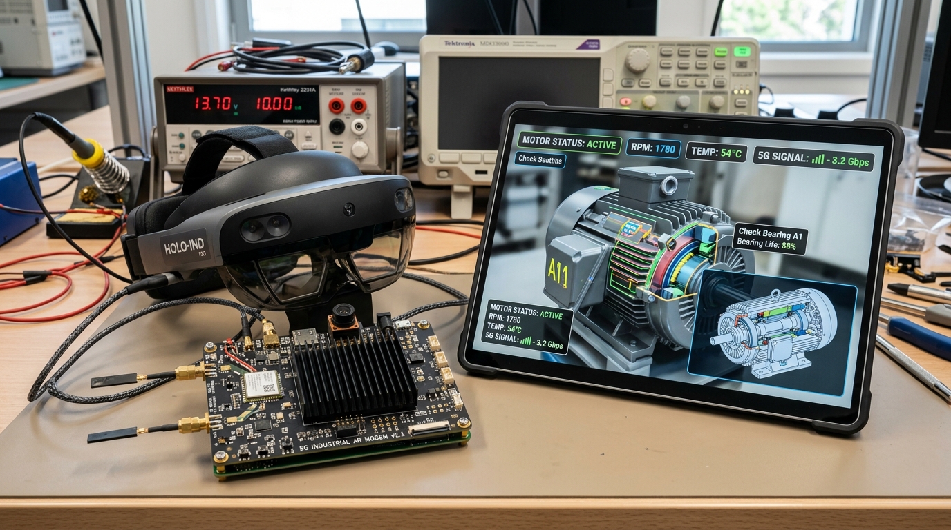 5G AR Maintenance Assistance Prototype — Real-world physical engineering prototype photography