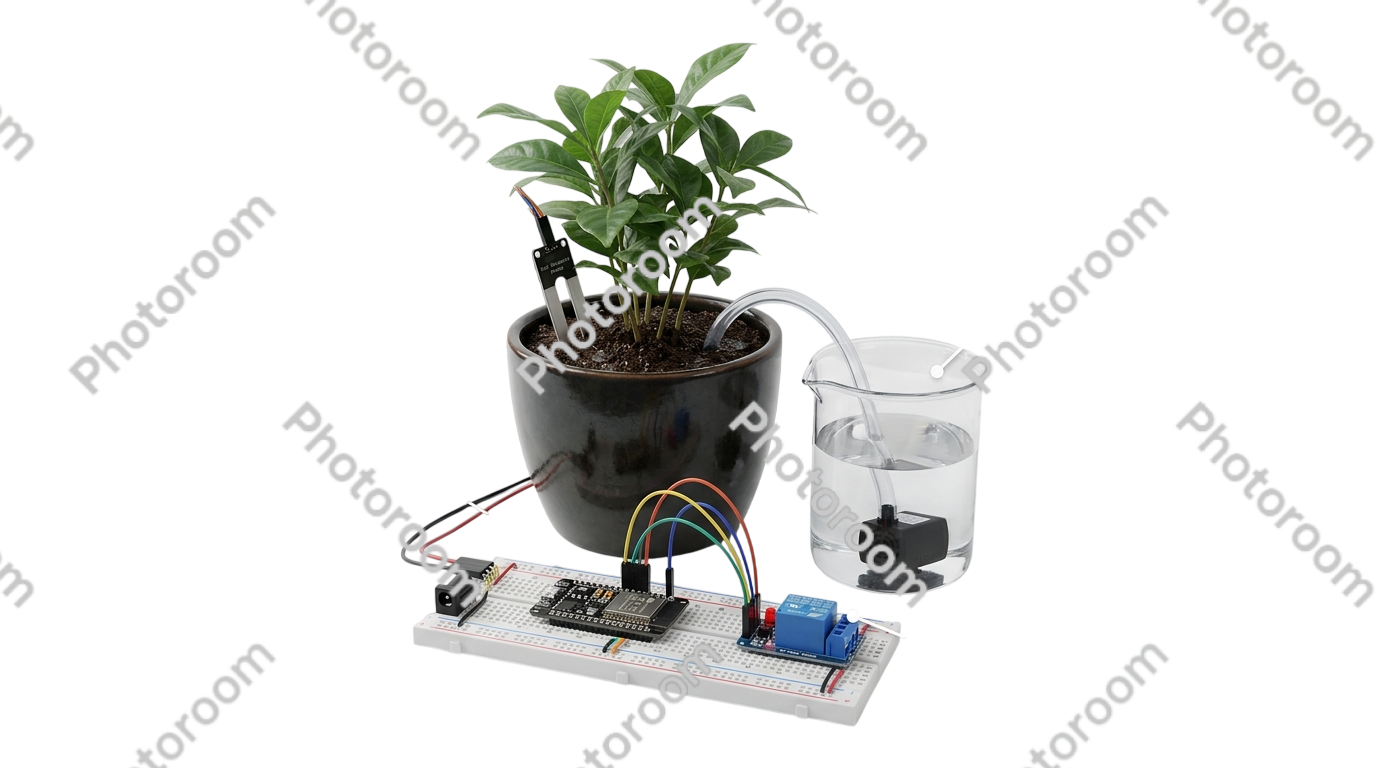 ESP32 Smart Irrigation System — Real-world physical engineering prototype photography