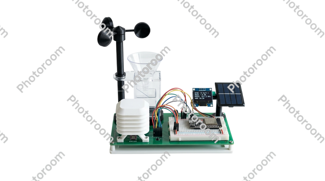IoT Weather Monitoring Station — Real-world physical engineering prototype photography