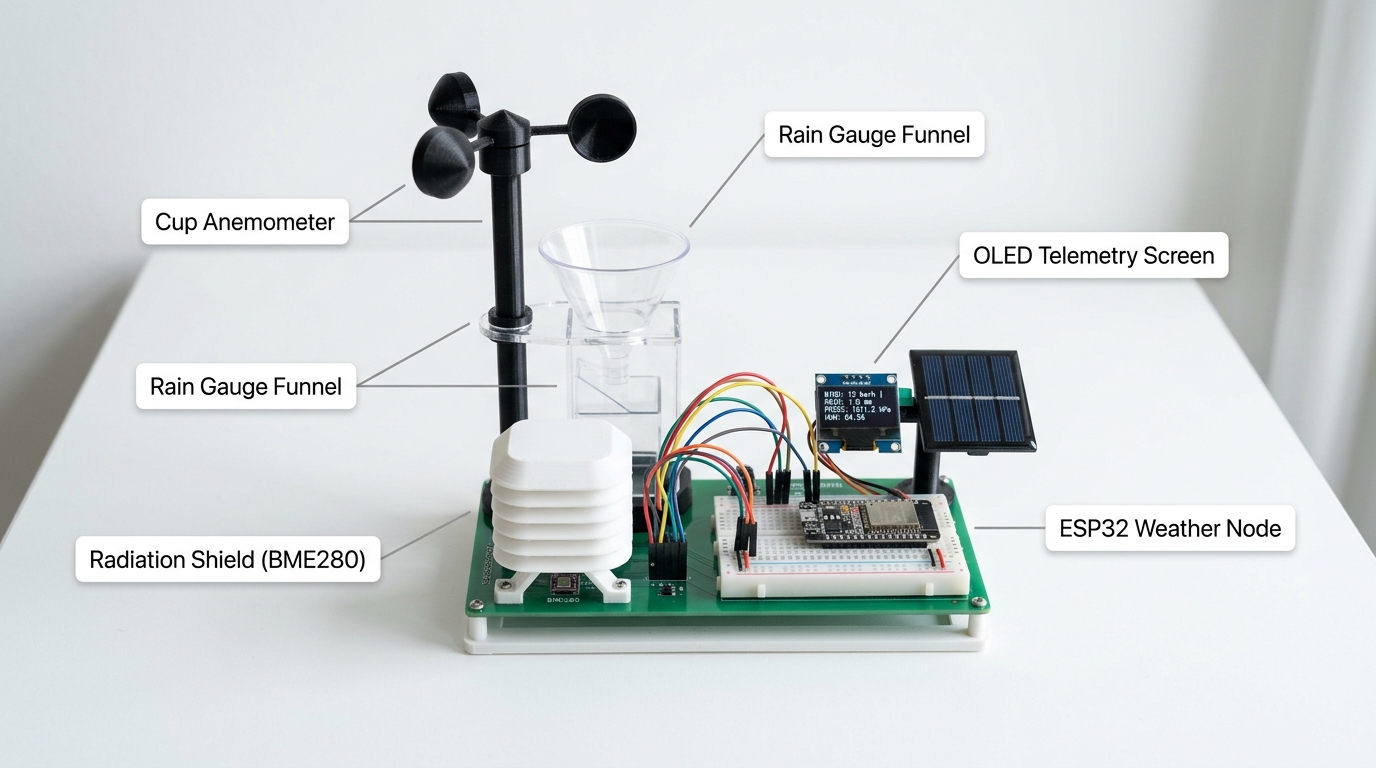 Mini Weather Station Kit — Real-world physical engineering prototype photography