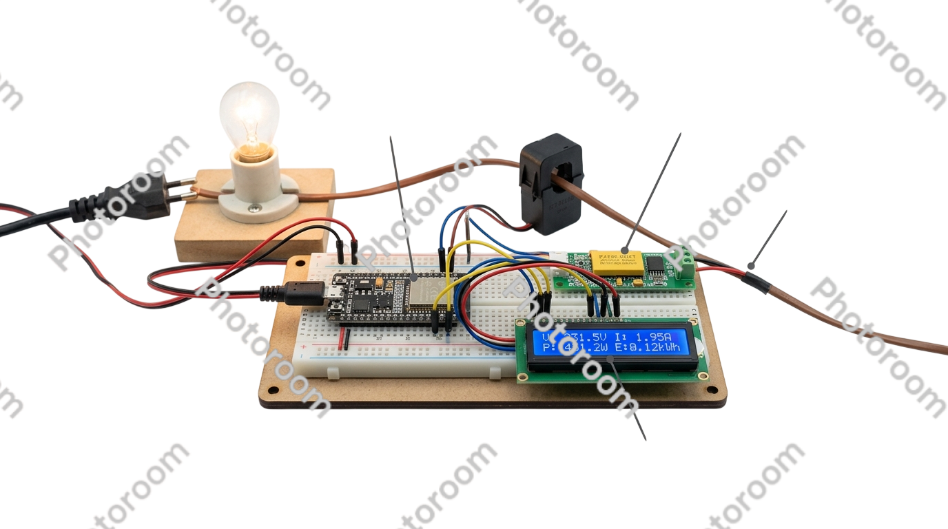 Smart Energy Monitoring System — Real-world physical engineering prototype photography