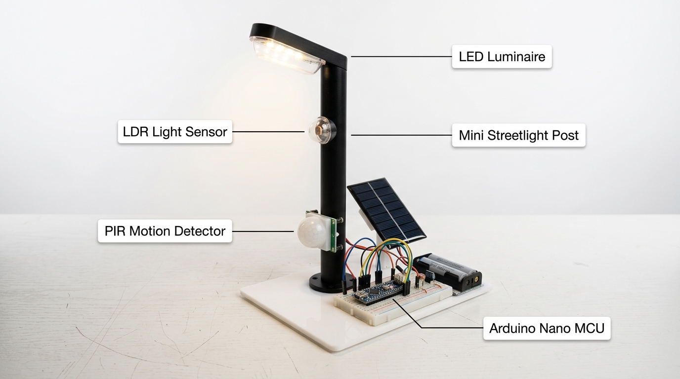 Smart Streetlight Kit — Real-world physical engineering prototype photography