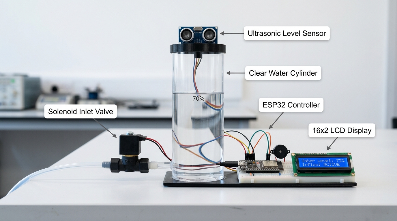 Water Tank Monitoring Kit — Real-world physical engineering prototype photography