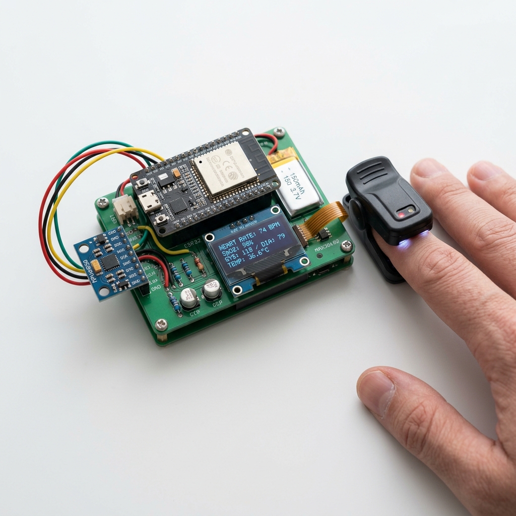 Low-Cost Portable Spirometry Prototype — Real-world ECE Biomedical, Assistive & Public-Safety Electronics working prototype laboratory photography with physical sensors, controller, and wiring